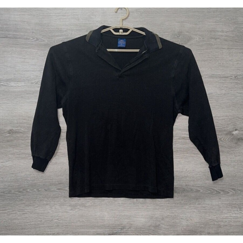 Vintage Lobo Pendleton Polo Shirt Mens XL Black Cotton Long Sleeve Knit Preppy